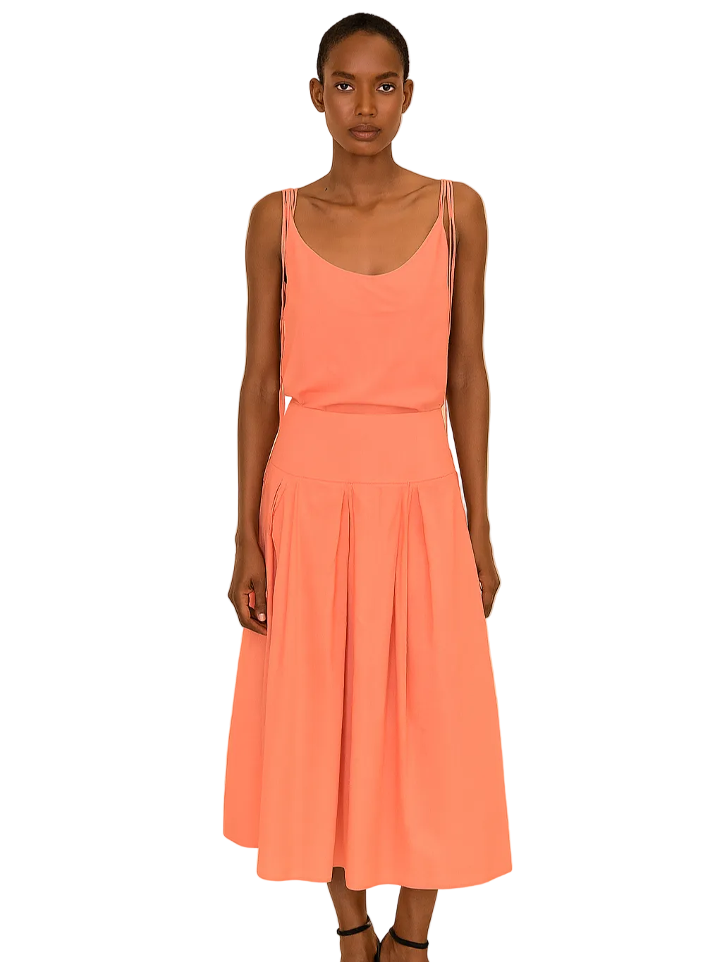 coral pink skirt