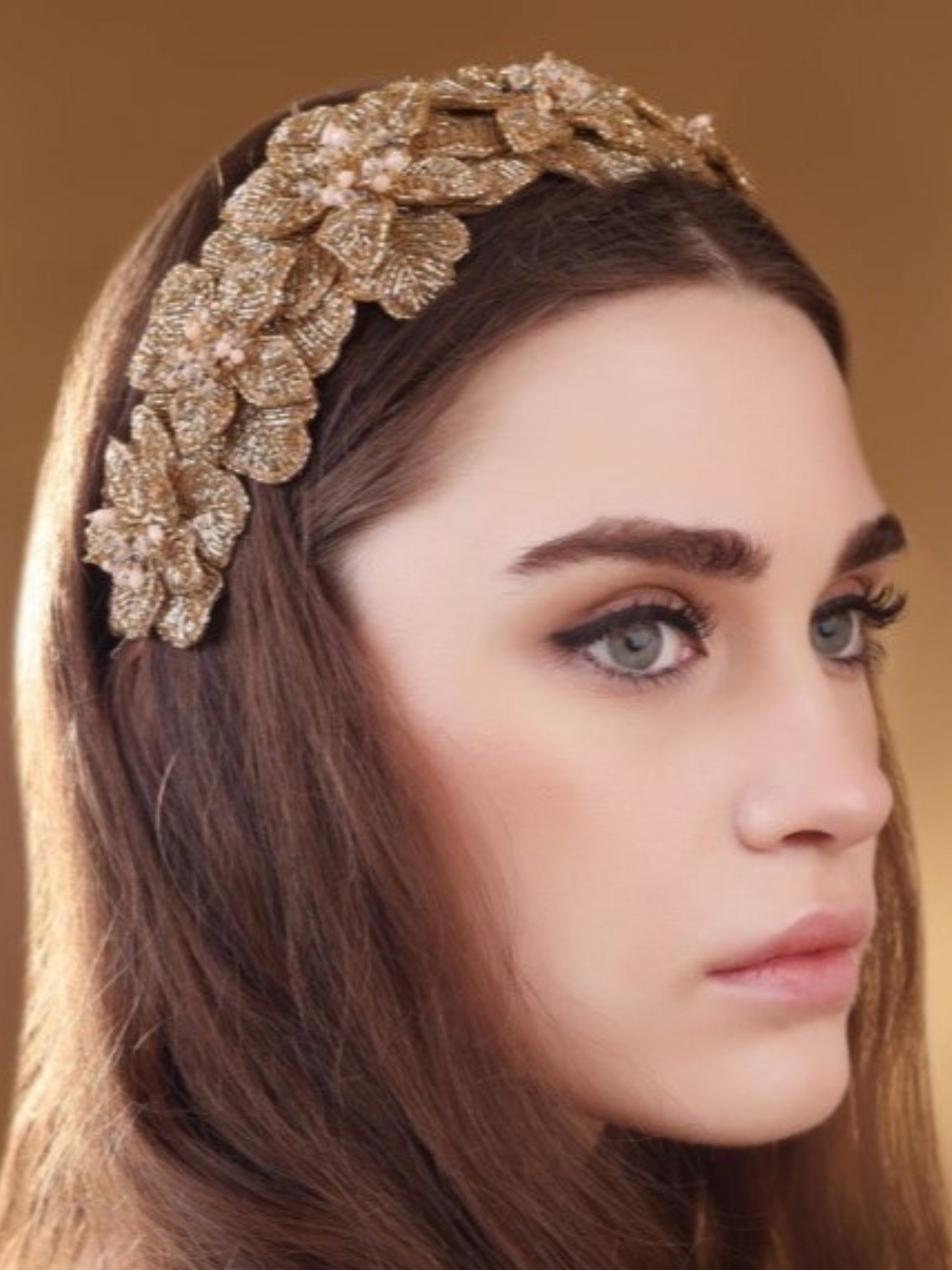 gold floral beaded headband