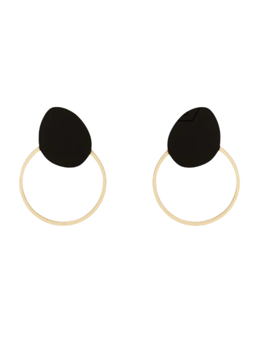 Pair of earrings with black oval plexi