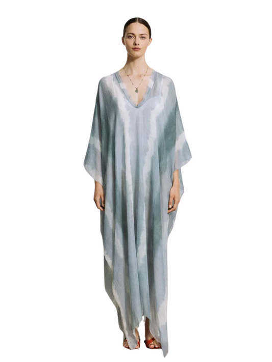 Teal and purple striped poncho