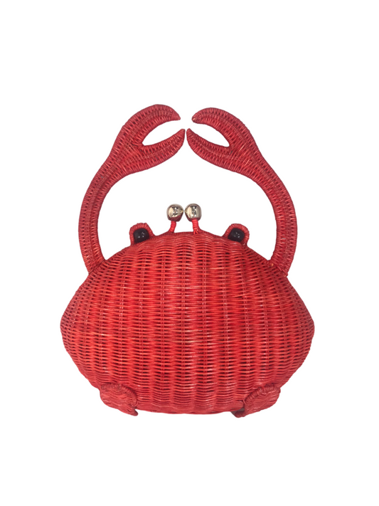 Red woven crab-shaped handbag 