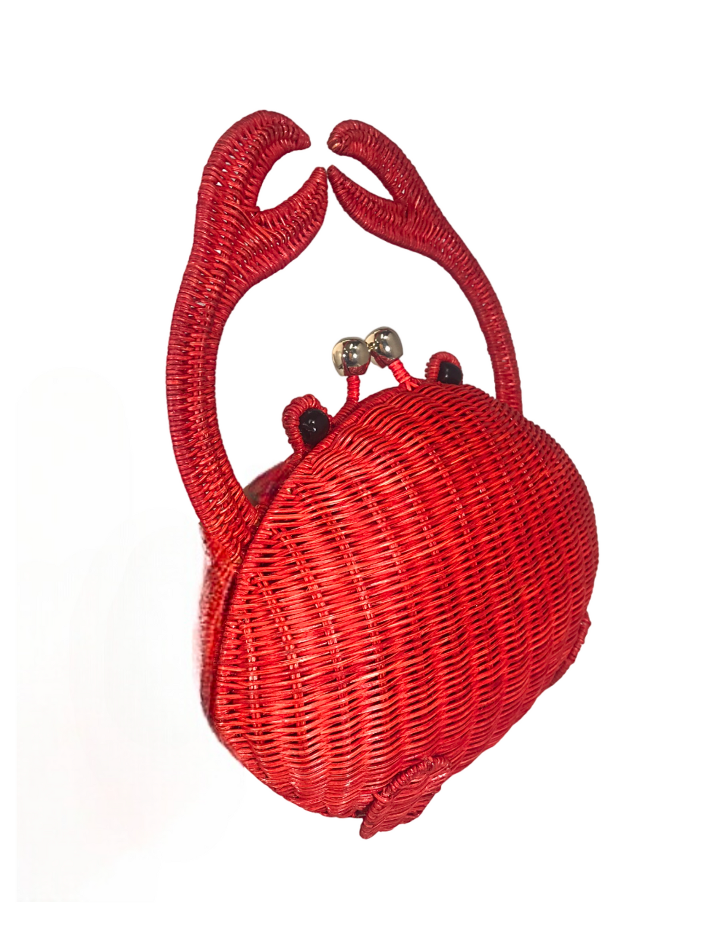 Red woven crab-shaped handbag 