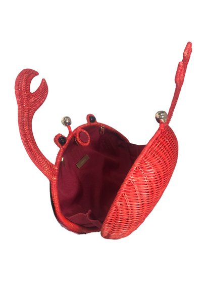 Red woven crab-shaped handbag 