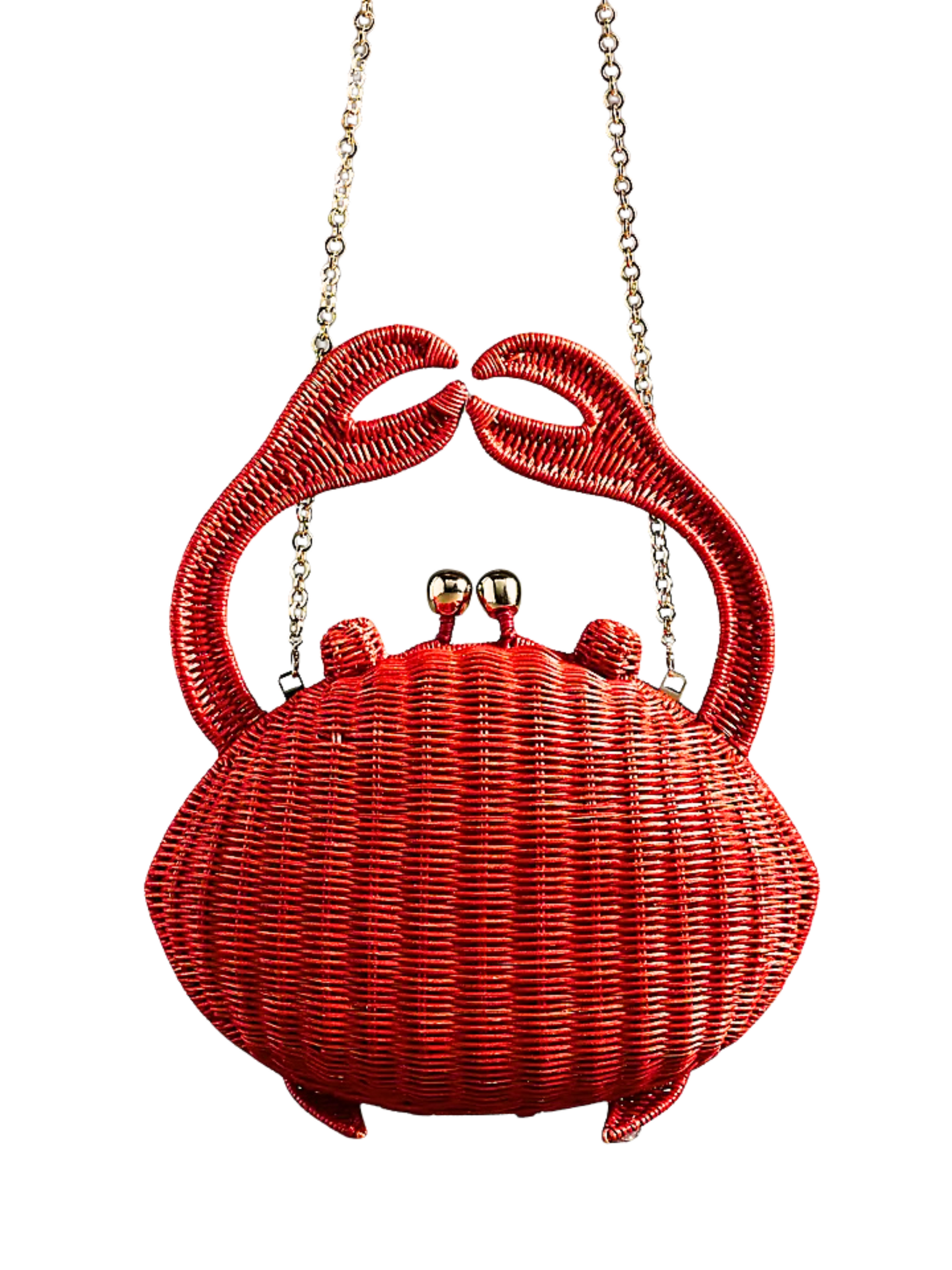 Red woven crab-shaped handbag 