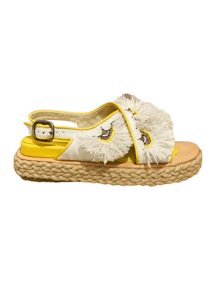  platform sandals in canyon white leather