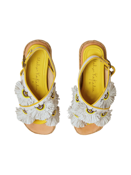  platform sandals in canyon white leather