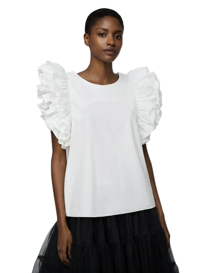 White blouse with ruffled sleeves 