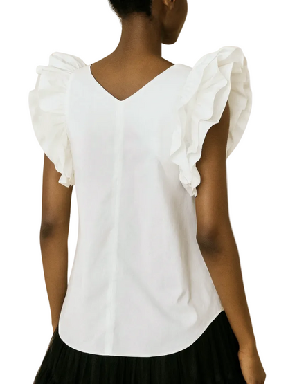 White blouse with ruffled sleeves 