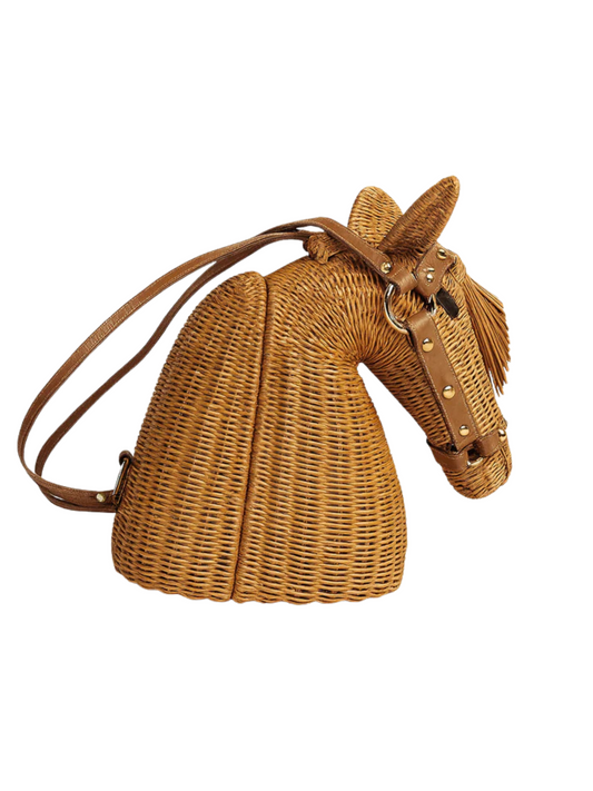 Wicker horse-shaped handbag