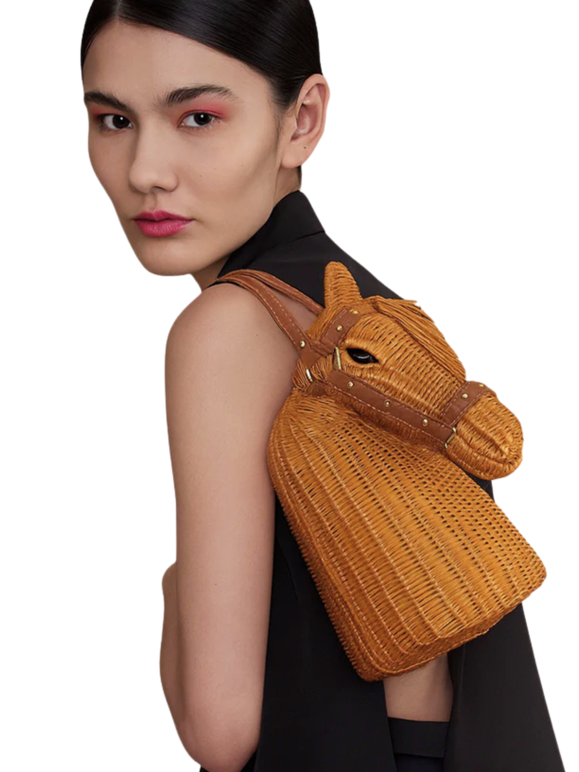 Wicker horse-shaped handbag