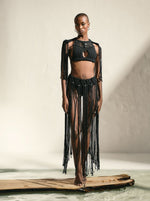 Load image into Gallery viewer, Oriental Black Macramé Skirt
