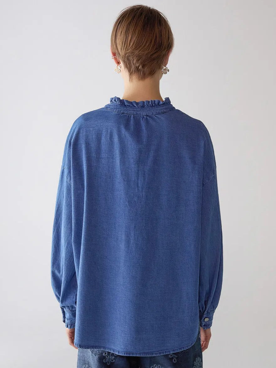 Chambray Ruffle Top