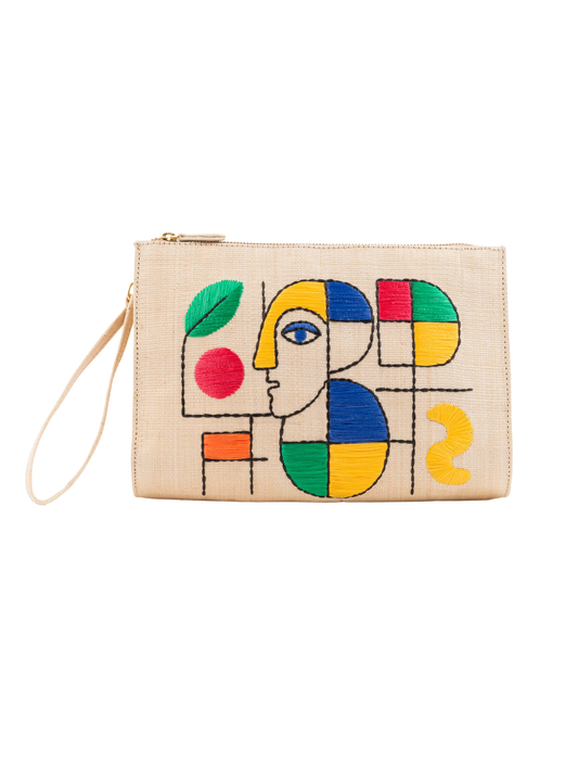 natural fiber handmade pouch with embroidered design
