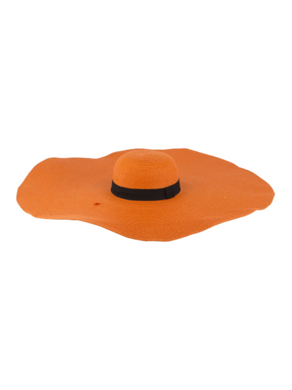 Orange  hat with a black band 