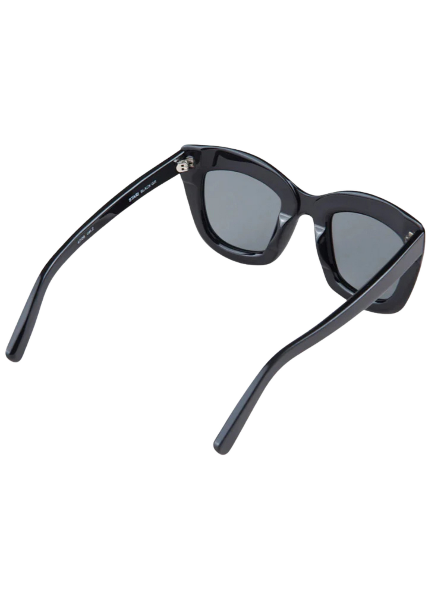 Black cat-eye sunglasses with gray lenses