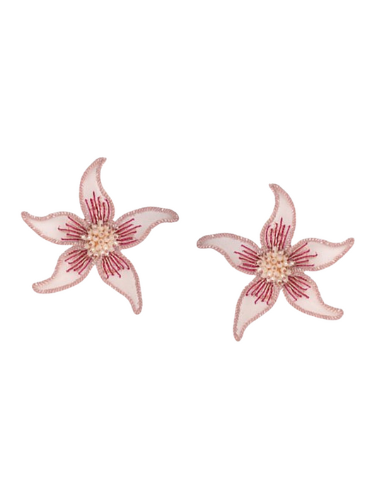  earrings in silk organza with hand embroidery