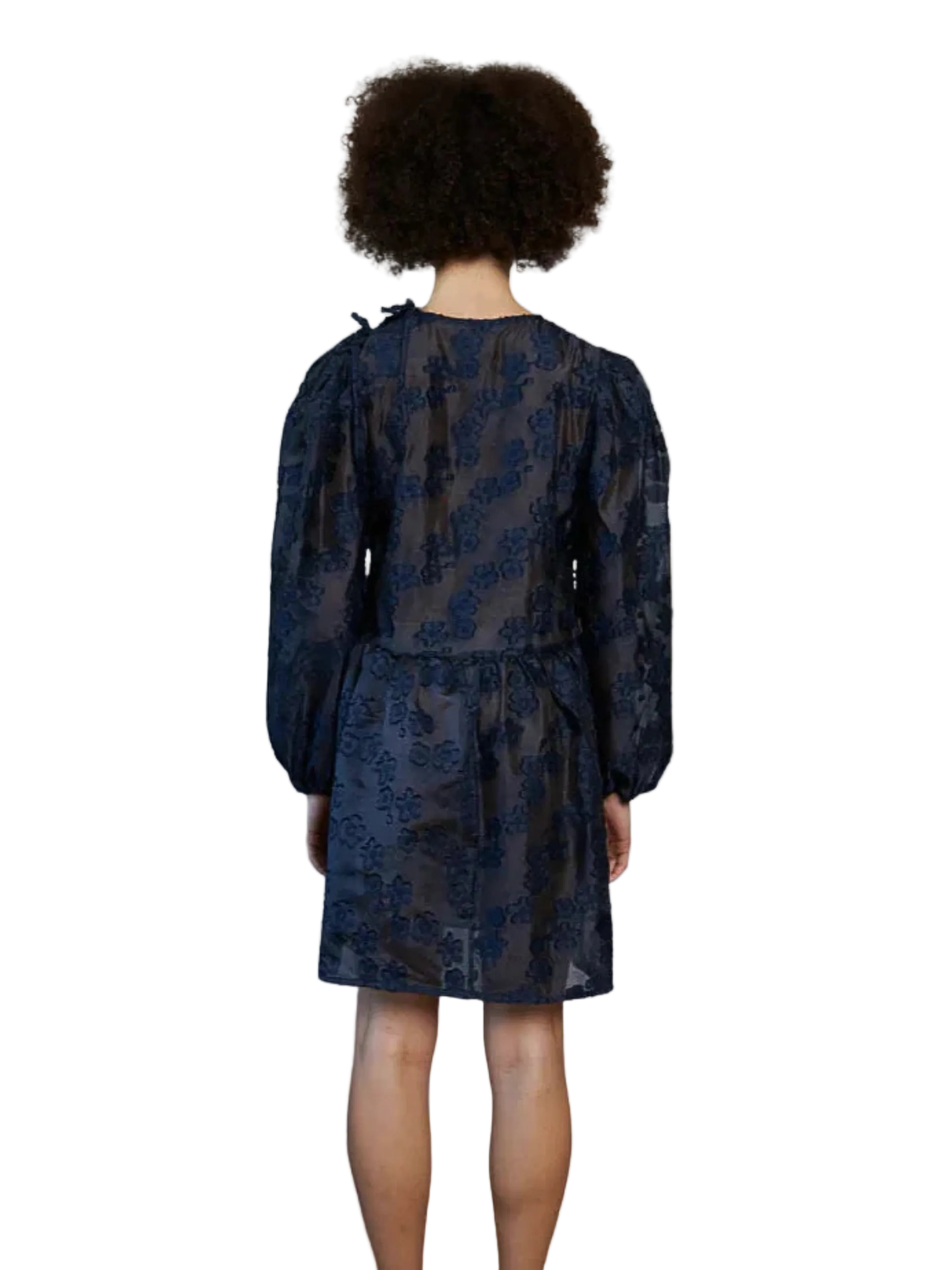navy flower  see-through dress