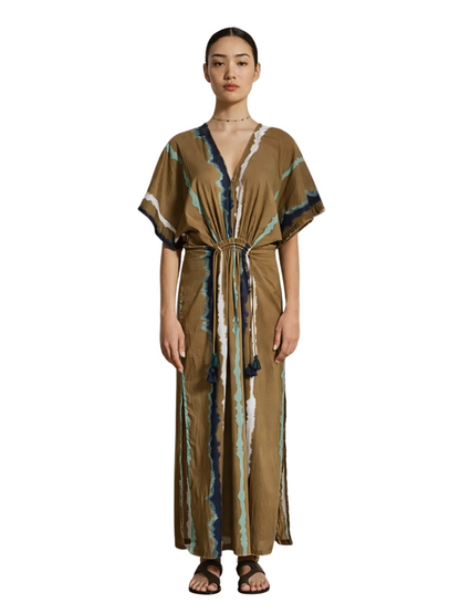 Olive green dress with short sleeve