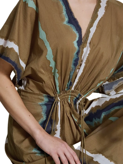 Olive green dress with short sleeve