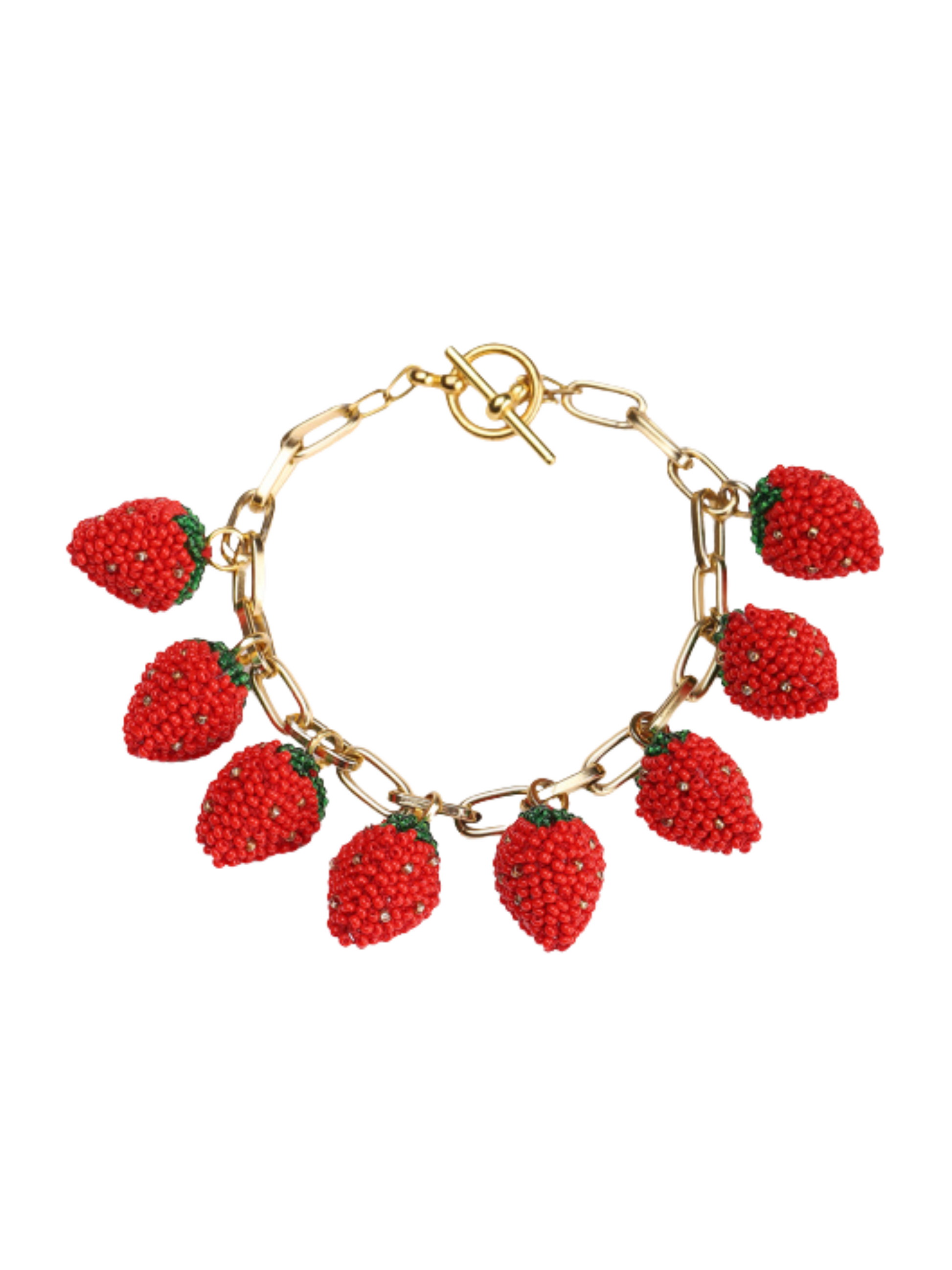 chain bracelet with beaded strawberry's 