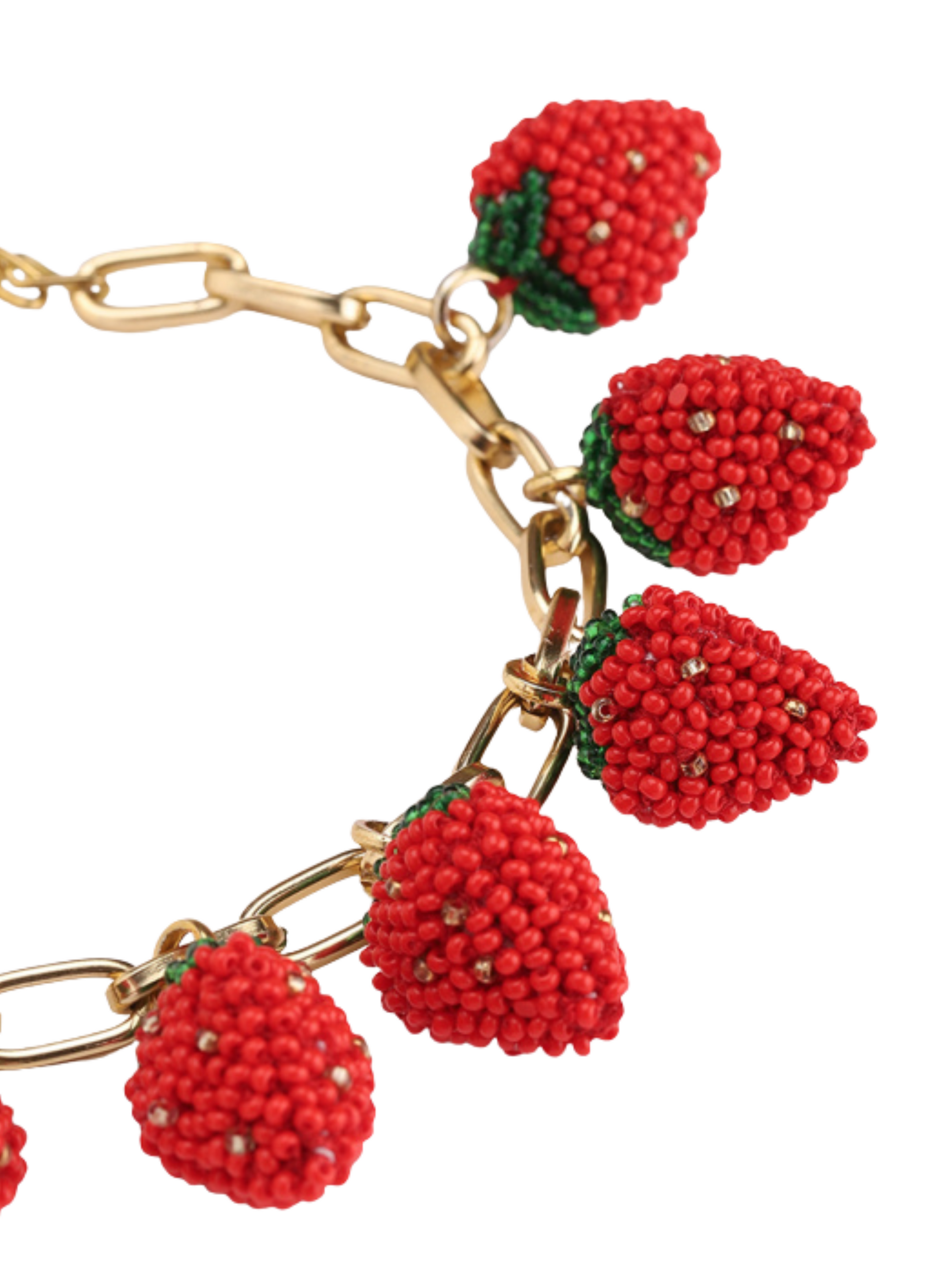 chain bracelet with beaded strawberry's 