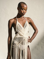 Load image into Gallery viewer, Sleeveless Cross Front Macramé Dress
