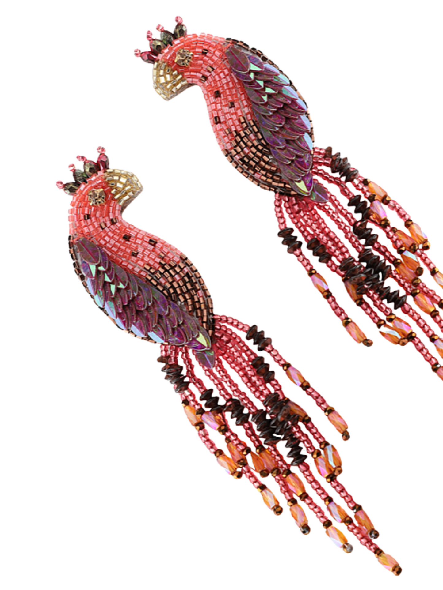 Peacock Earrings handcrafted  with beads and sequins
