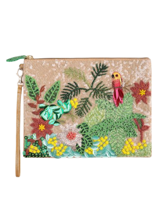 Tropical Forest Sequin Pouch