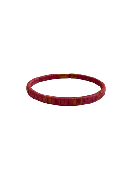 Thin bracelet in 24k gold-plated bronze with werregue palm fiber