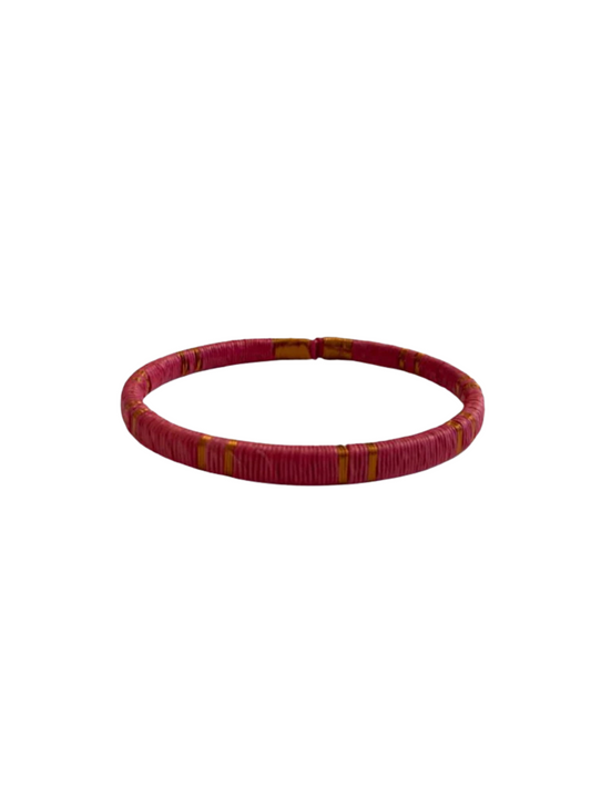 Thin bracelet in 24k gold-plated bronze with werregue palm fiber