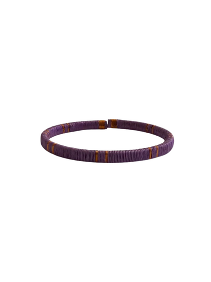Thin bracelet in 24k gold-plated bronze with werregue palm fiber