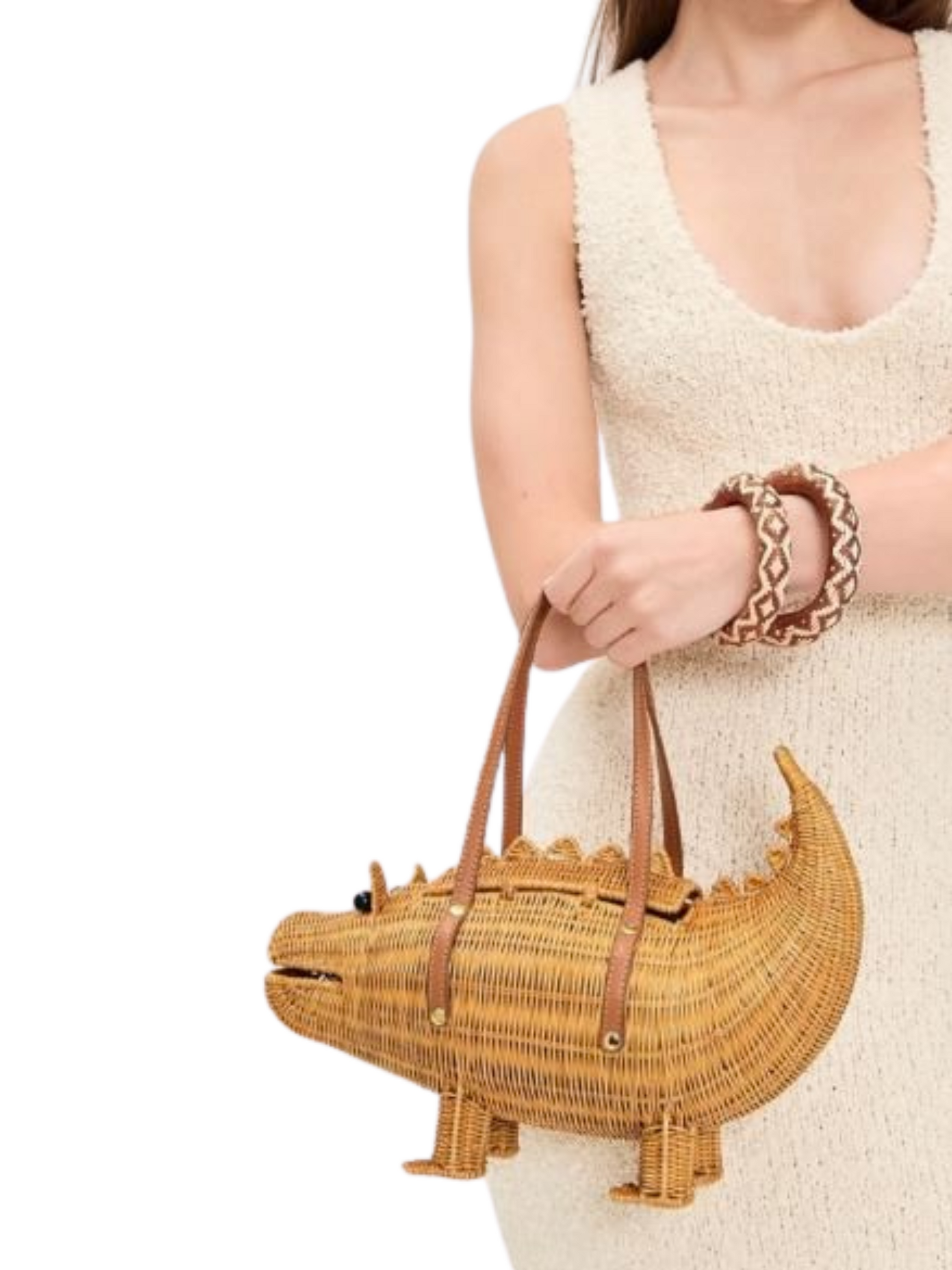  wicker alligator-shaped handbag