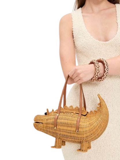  wicker alligator-shaped handbag