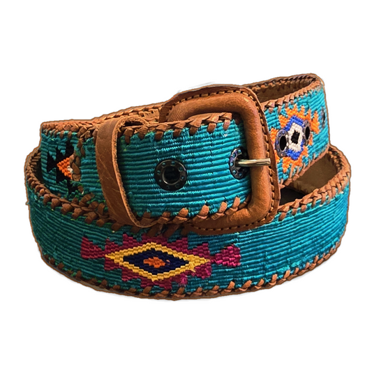 Guatemalan Turquoise Belt Silk Embroidery