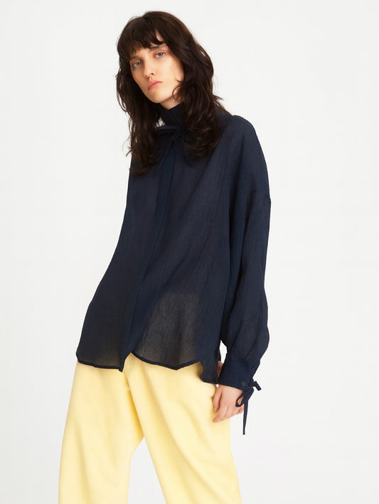 Stella Nova Shirt with Tiebow in Navy