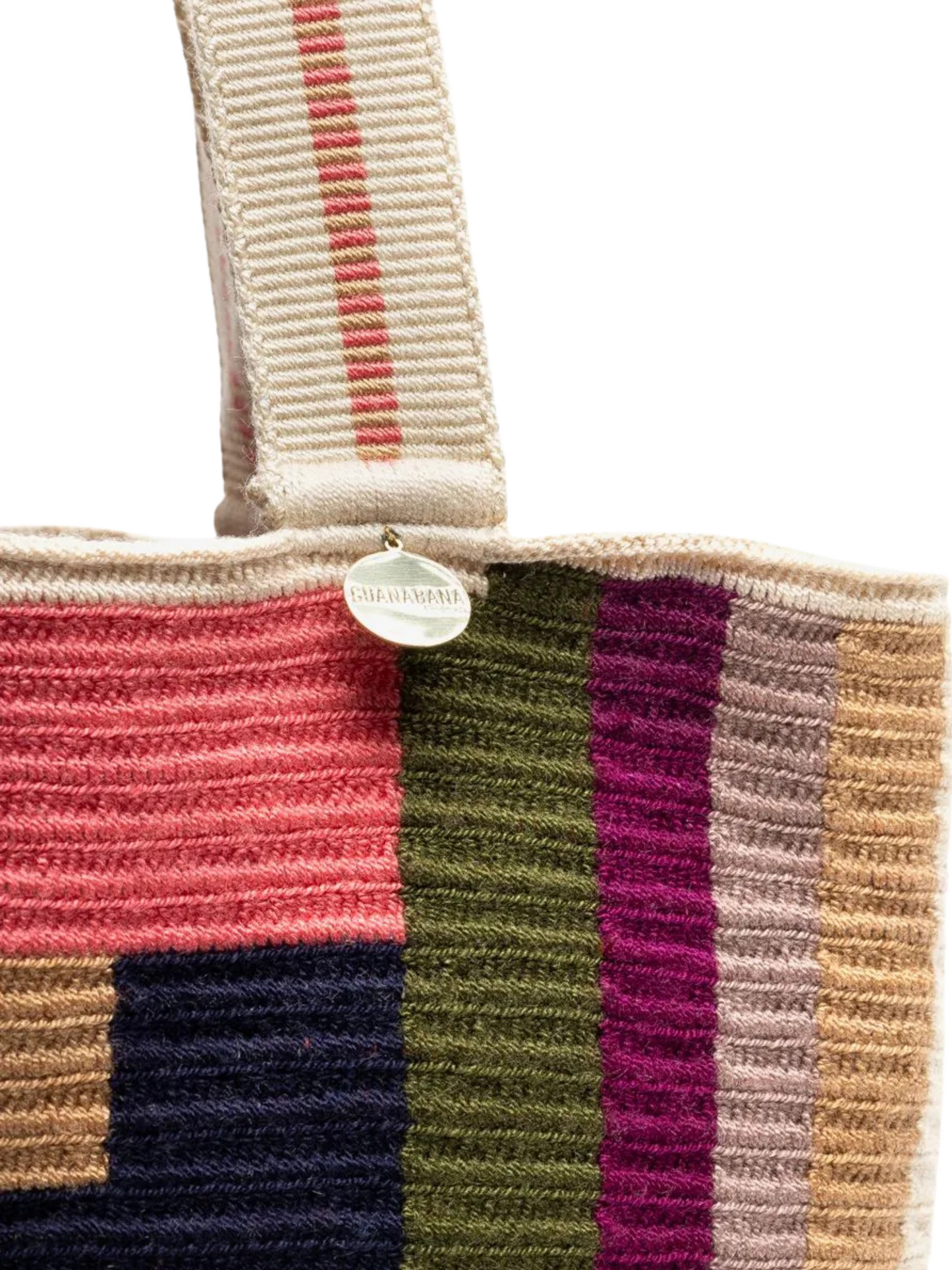 Multicolored striped tote bag