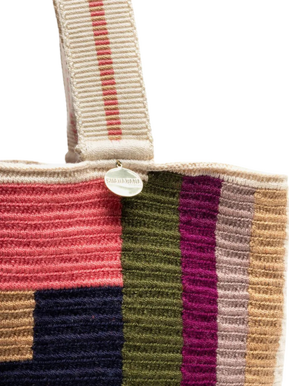 Multicolored striped tote bag