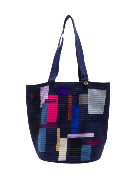 Multicolored  Handmade tote bag with geometric pattern By Guanabana