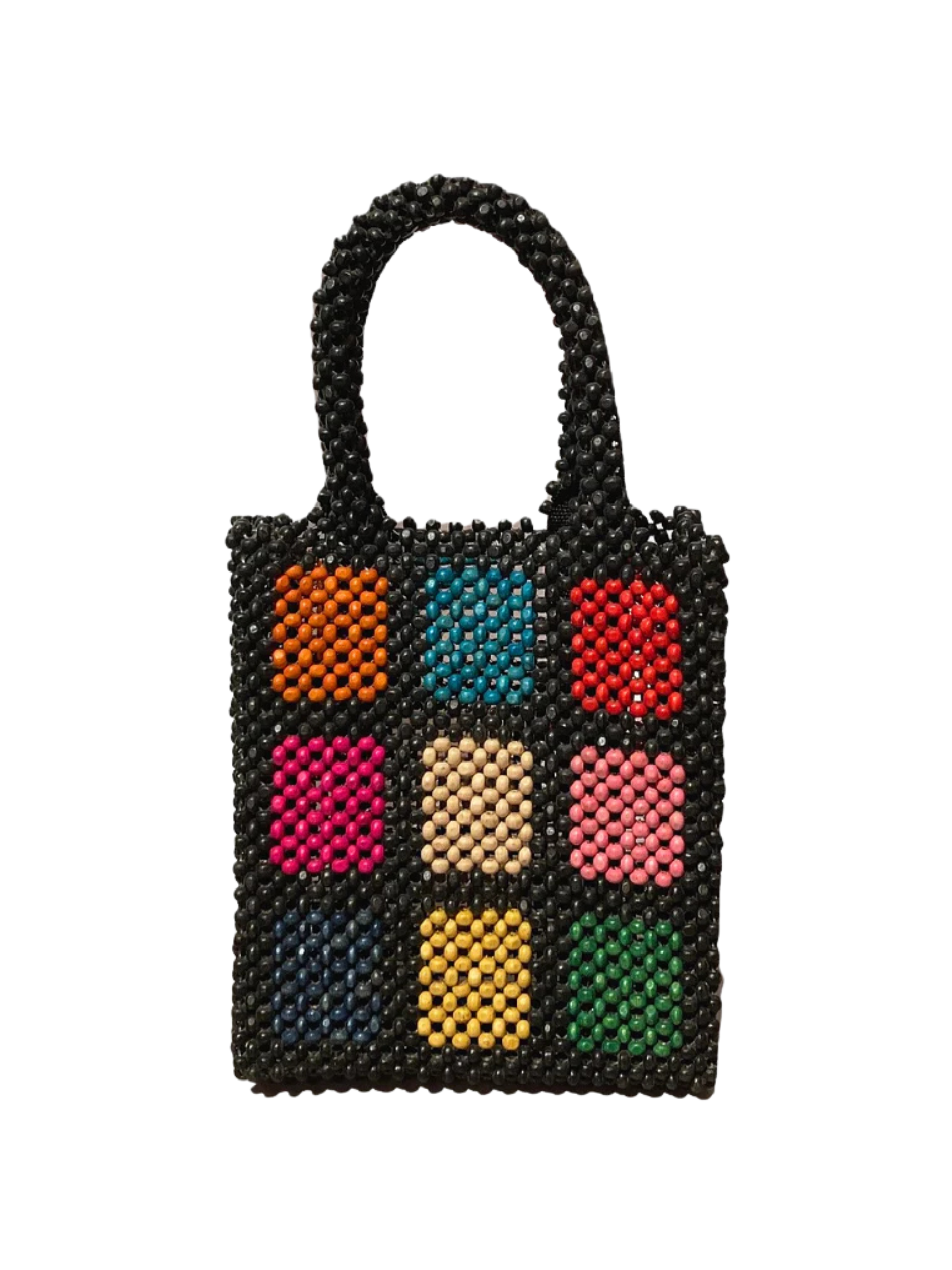 wood beads black bag