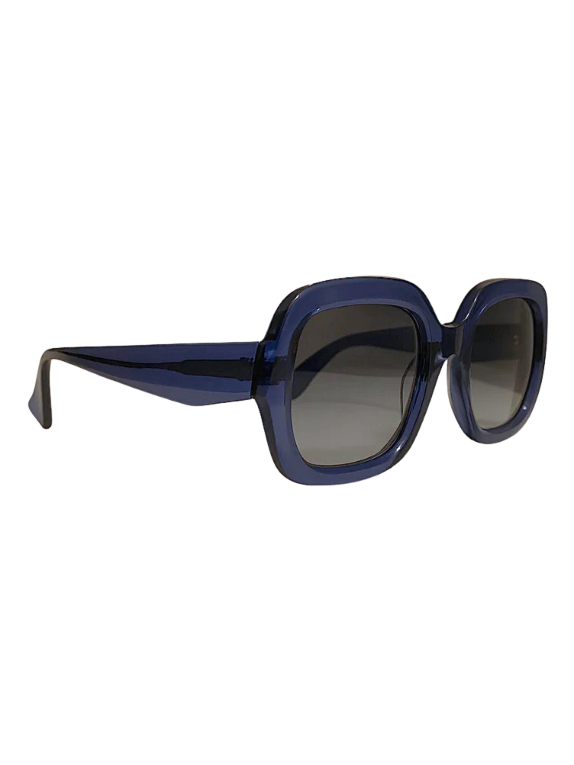 Blue sunglasses with dark lenses