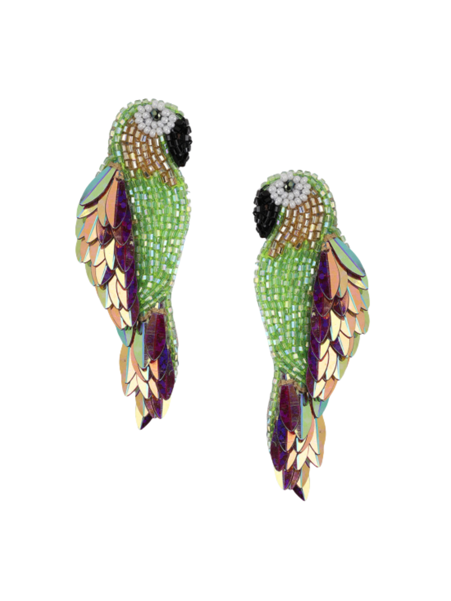 green parrot-shaped earrings