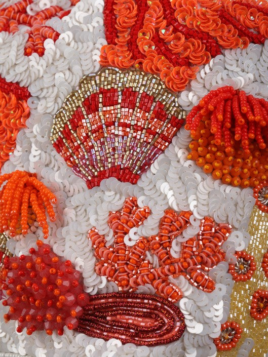 bucket bag featuring an intricate coral reef pattern 
