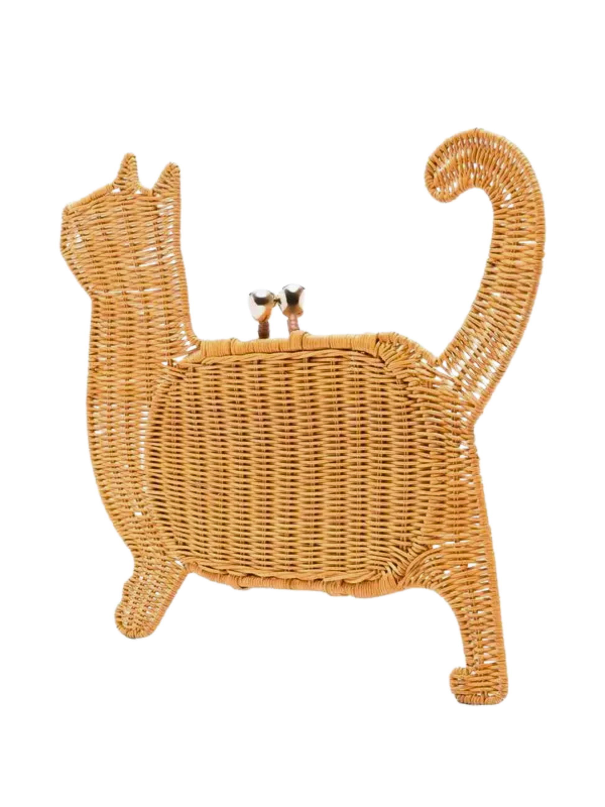 wicker cat-shaped clutch bag
