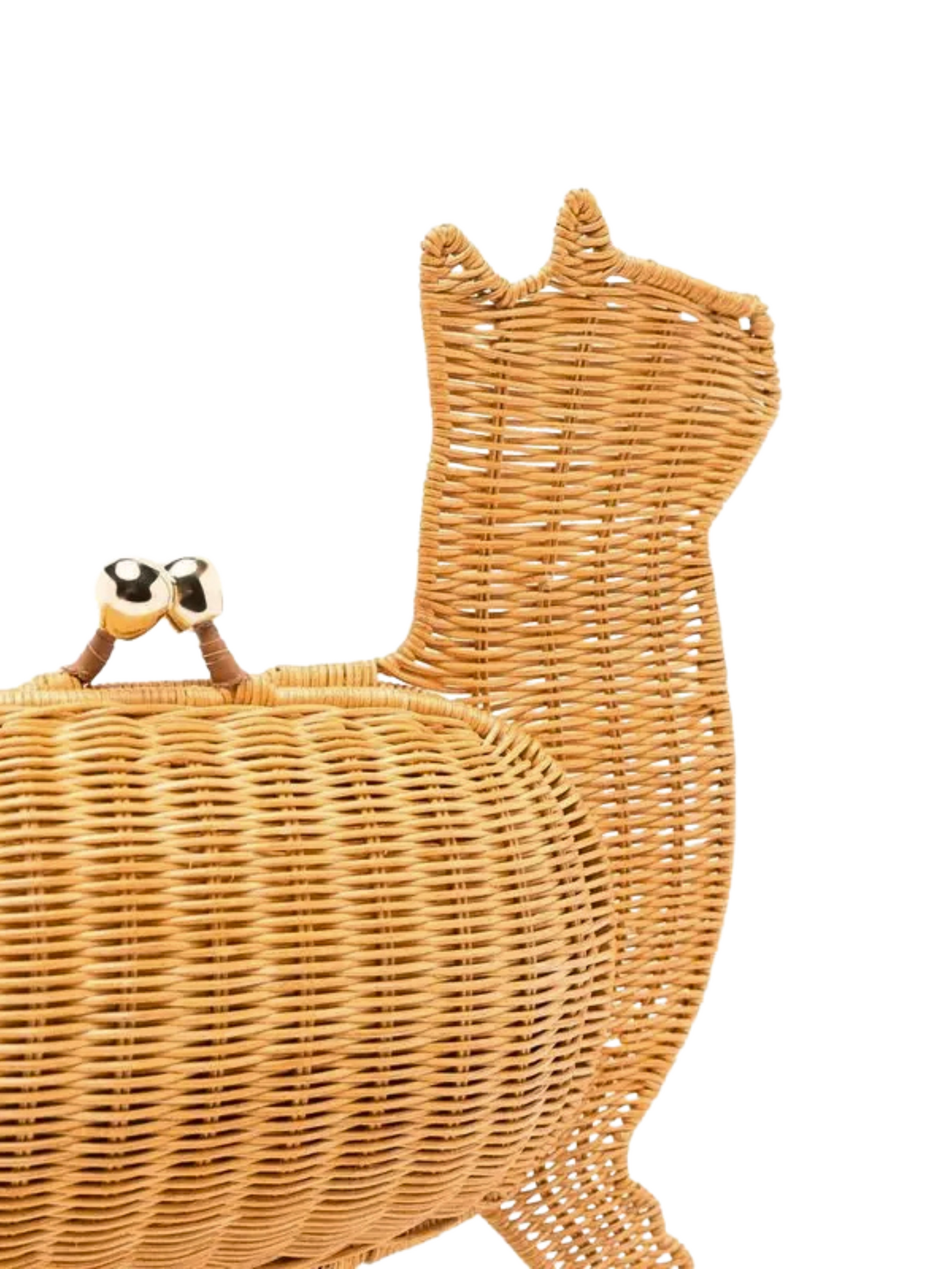 wicker cat-shaped clutch bag
