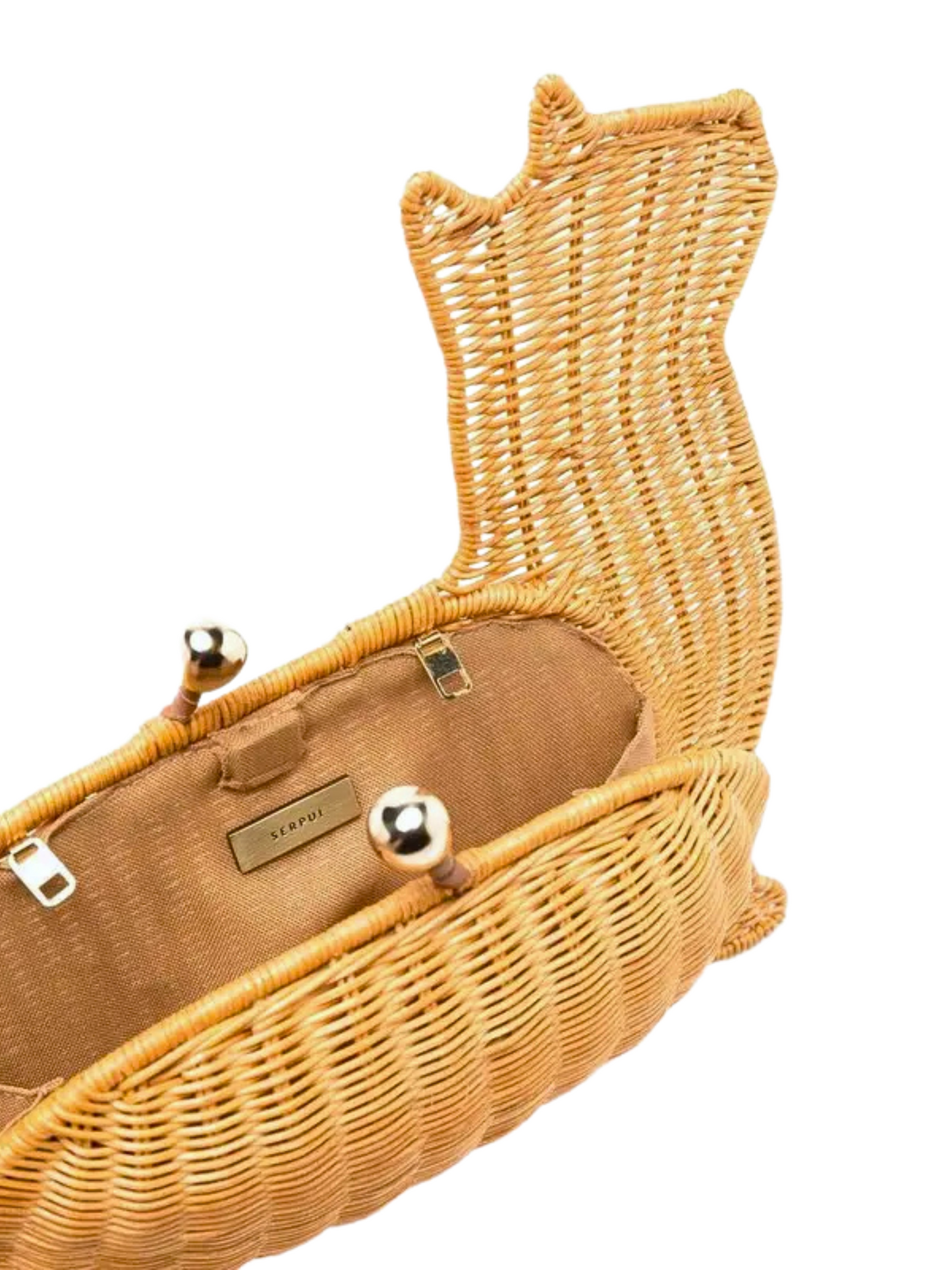 wicker cat-shaped clutch bag