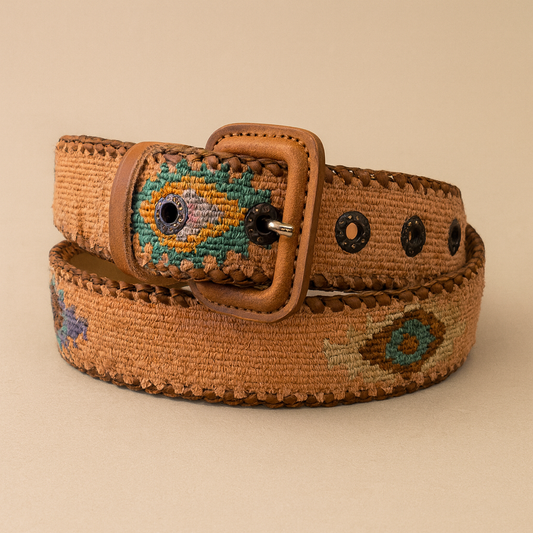 Guatemalan Salmon Belt Silk Embroidery