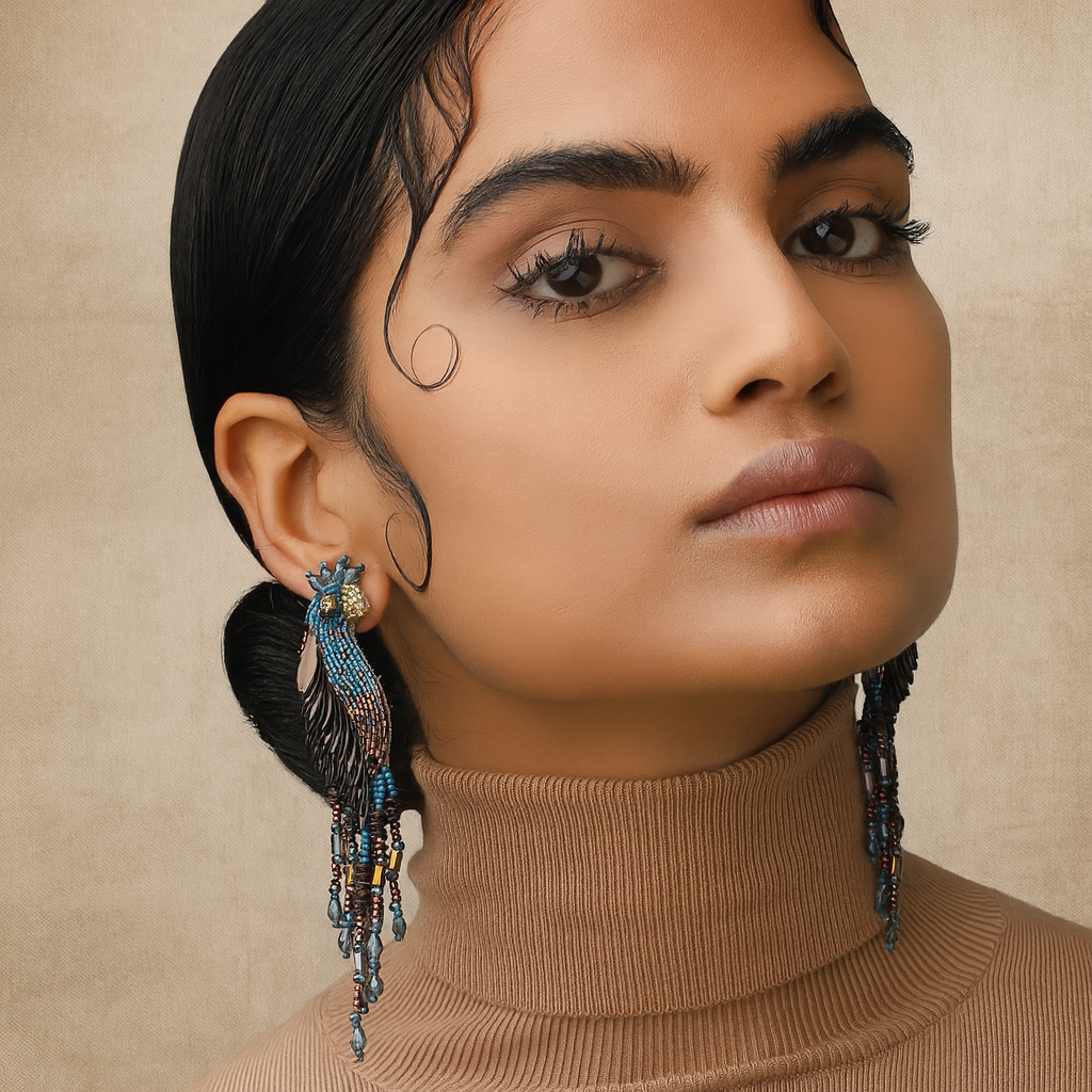 Peacock Earrings Blue