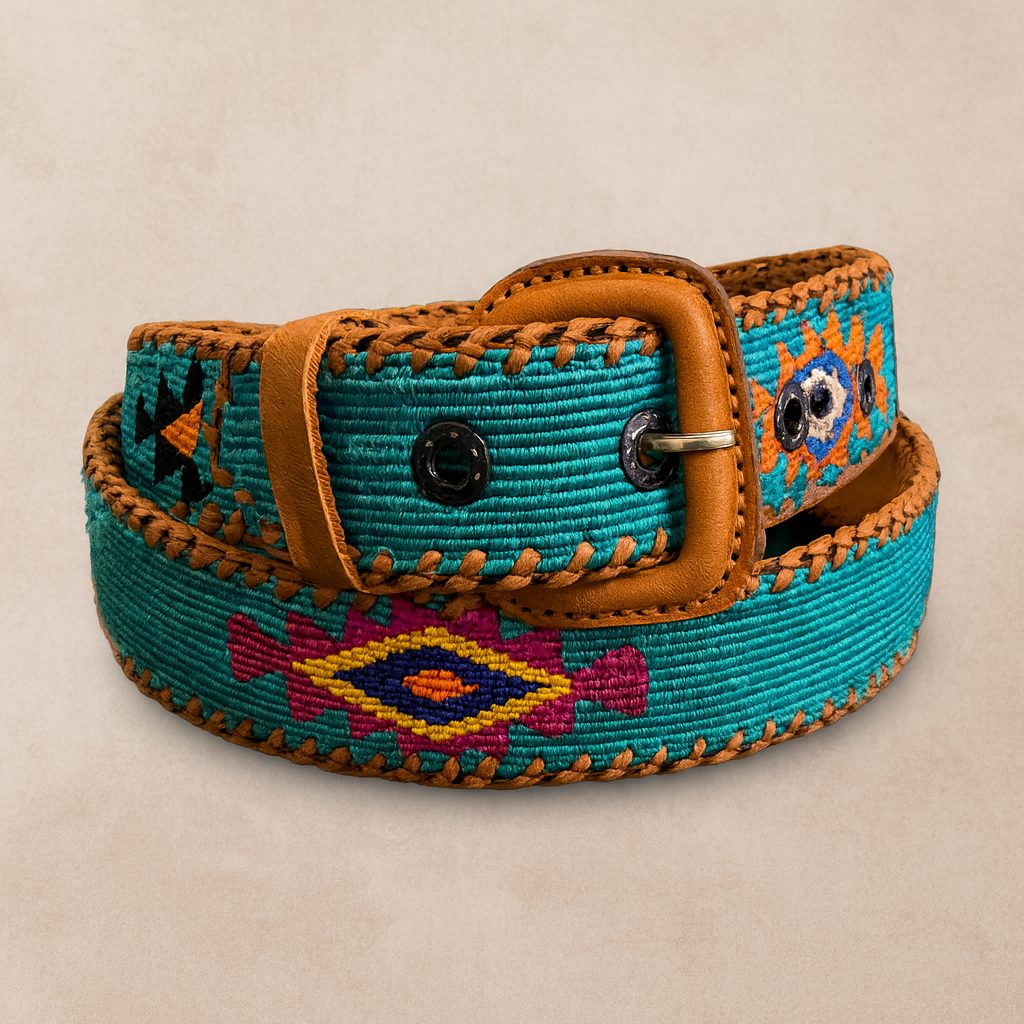 Guatemalan Turquoise Belt Silk Embroidery