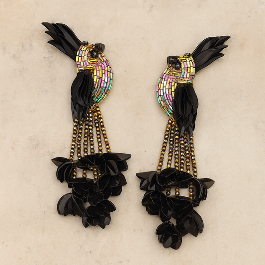 Bird Of Paradise Earrings Black