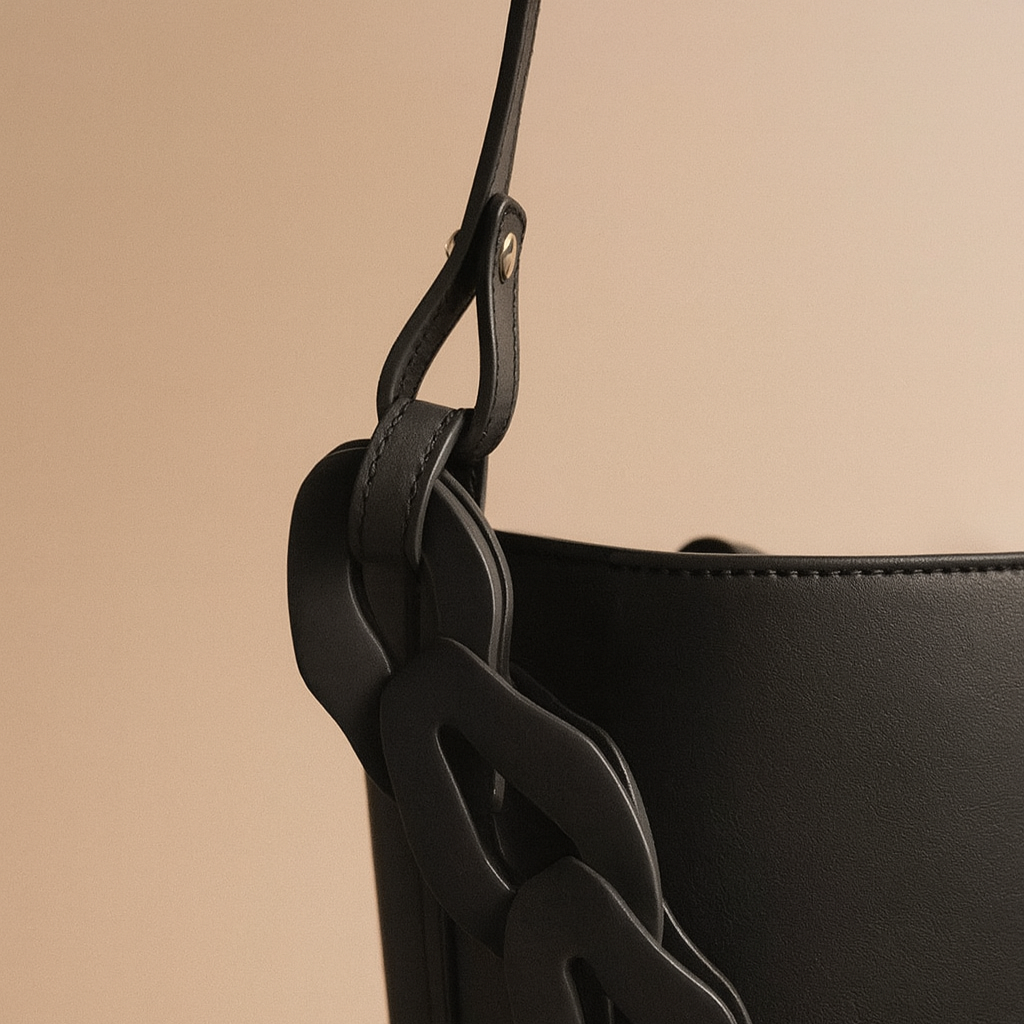 Louise Large Black Bucket Bag